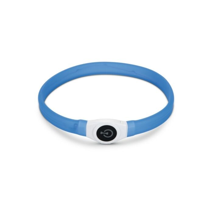 Lichtgevende halsband + USB blauw - verstelbaar - Beeztees