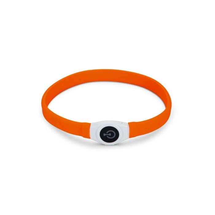 Lichtgevende halsband + USB oranje - verstelbaar - Beeztees