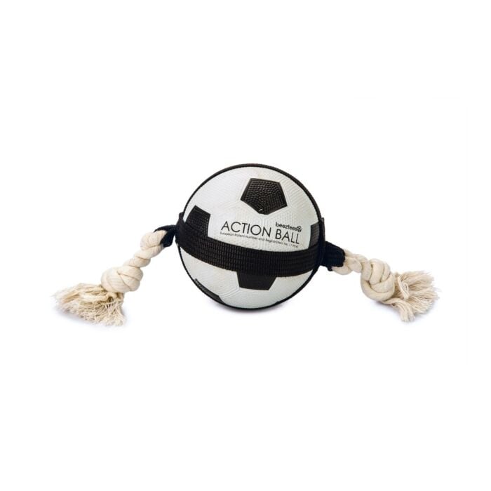 Hondenspeelgoed voetbal met touw 12.5 cm - Beeztees