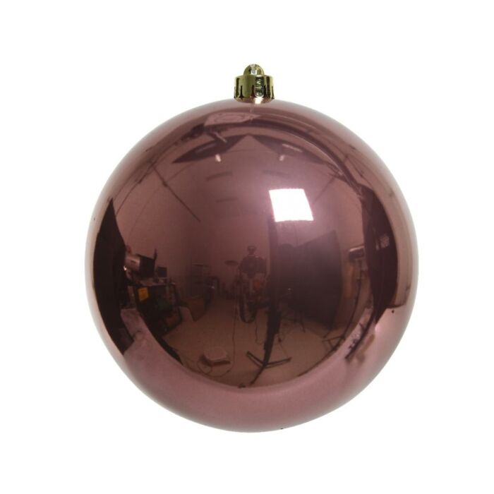 Kerstbal velours roze kunststof Ø 14 cm - Decoris