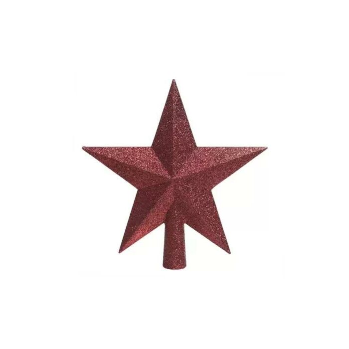Piek ster donker rood glitter kunststof Piek ster donker rood glitter kunststof