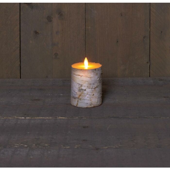 LED-kaars wit berk wax 10 cm