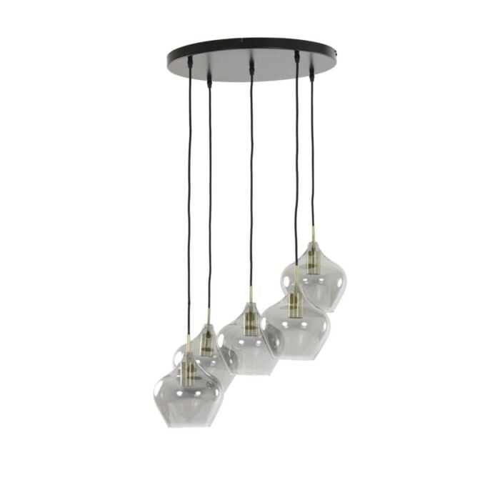 Hanglamp rakel 5 lampen brons Ø 61 x66 cm- Light & Living Hanglamp rakel 5 lampen brons Ø 61 x66 cm- Light & Living