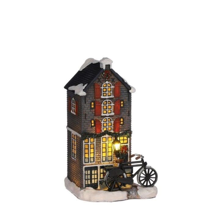 Dutch canal house battery operated - l11xw9,5xh18,5cm Dutch canal house battery operated - l11xw9,5xh18,5cm