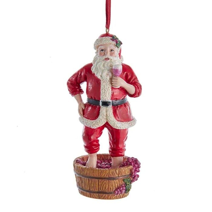 Santa stomping grapjes ornament resin 12 cm Santa stomping grapjes ornament resin 12 cm