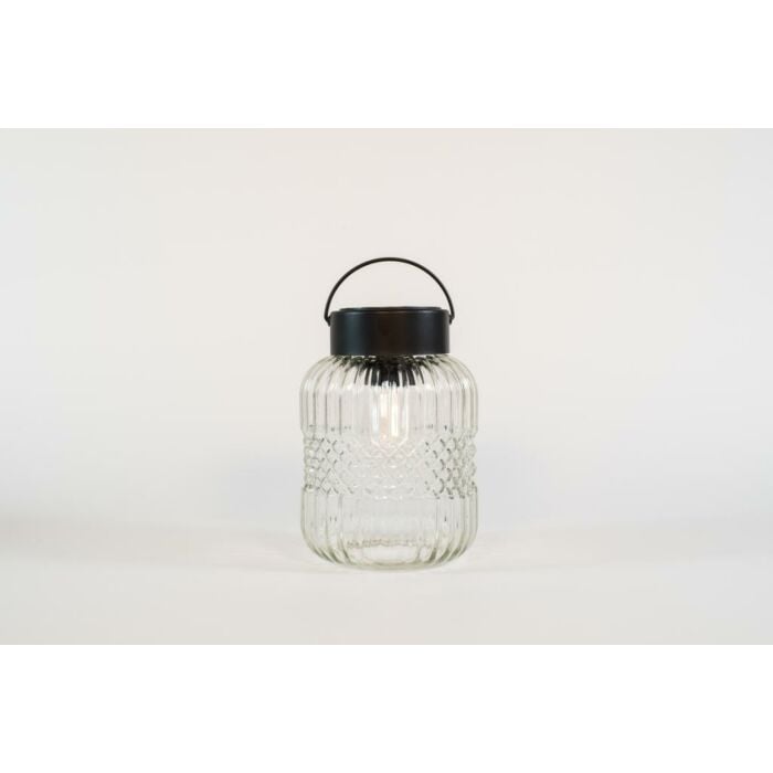 Solar glas Retrolamp D12.5H19cm Transparant
