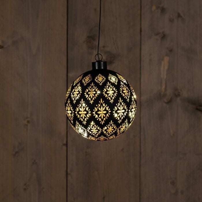 Glas bal barok zwart Ø 12 cm Glas bal barok zwart Ø 12 cm