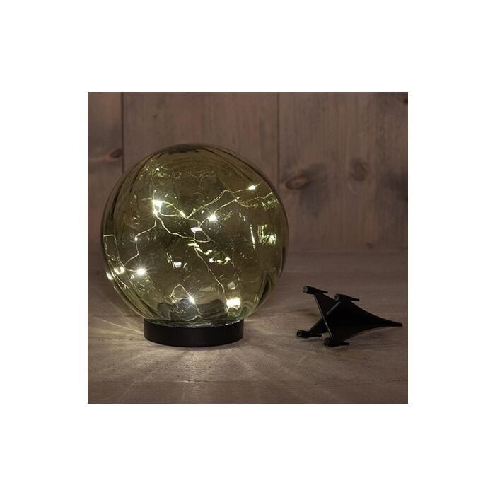Solar glazen bol met steker groen 18 cm Solar glazen bol met steker groen 18 cm