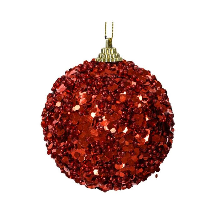 Kerstbal glitter rood Ø 8 cm