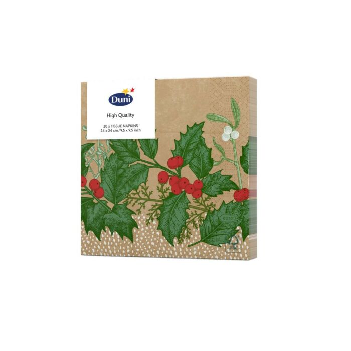 Servetten 3-Laags 24X24cm Snowy Berries