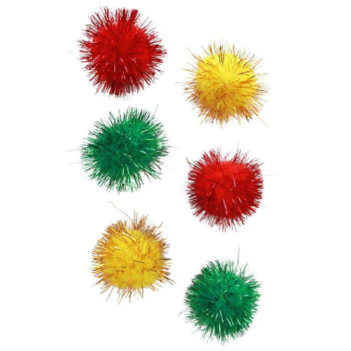 Pom Pom 4 cm glitter rood-geel-groen