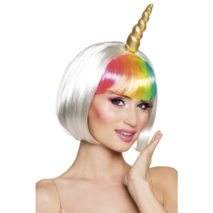 Pruik unicorn multicolour kort model Pruik unicorn multicolour kort model