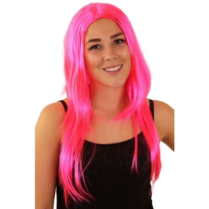 Pruik roze lang haar