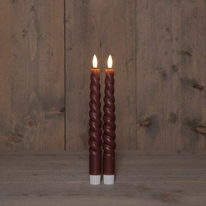 LED Dinerkaars swirl wax roze 23 cm set van 2 - Anna's Collection