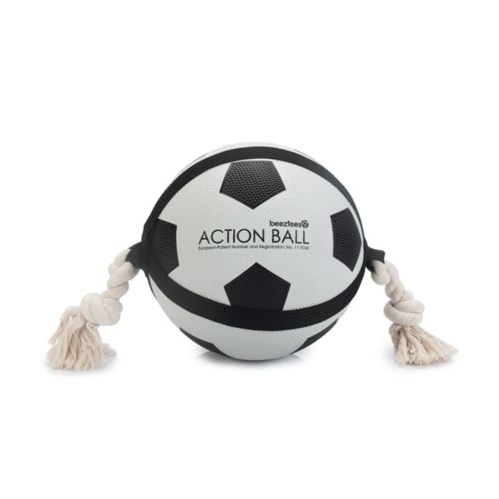 Hondenspeelgoed voetbal met touw L 22 cm
