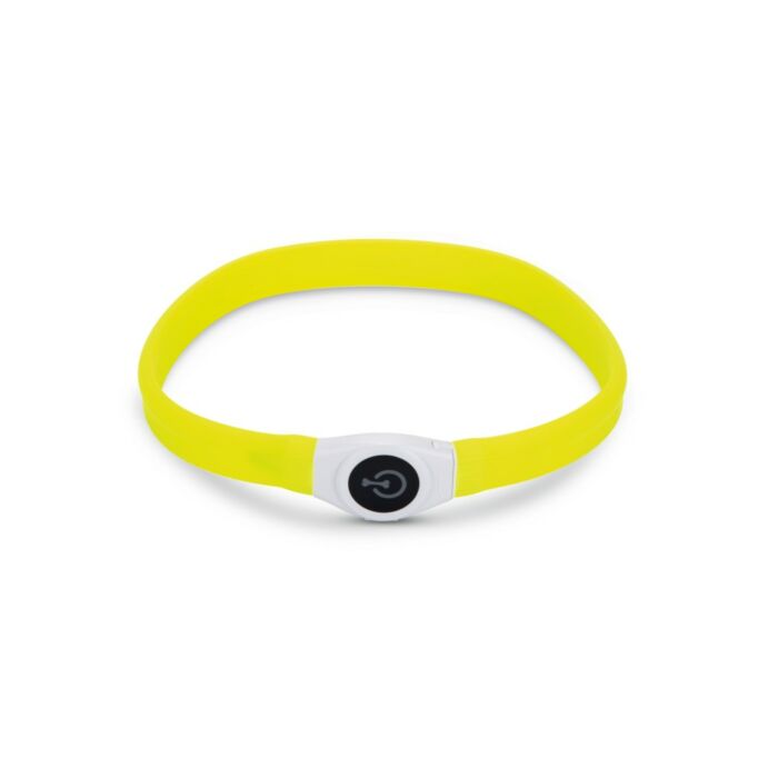 Lichtgevende halsband + USB geel - verstelbaar - Beeztees