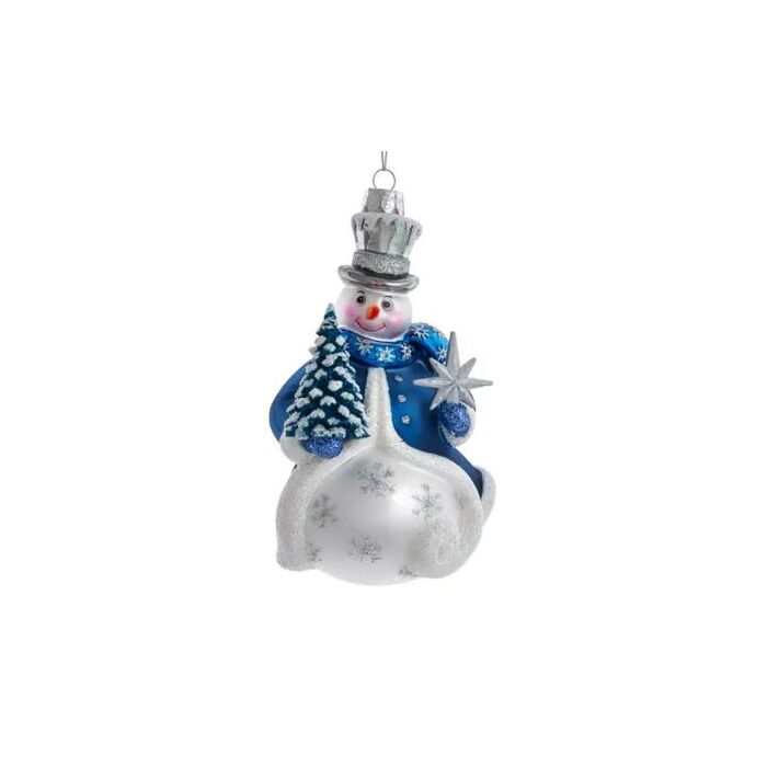 Blue Snowman Glass Ornament 14 cm - Kurt Adler