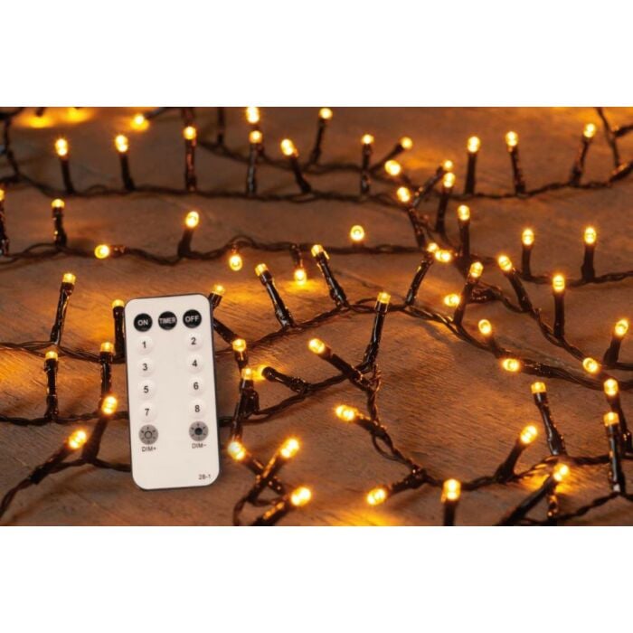 LED Ivy 700L/16M Classic Met Afstandsbediening 4M Aanloopsnoer Zwart Ip44 Trafo Timer 8/16U