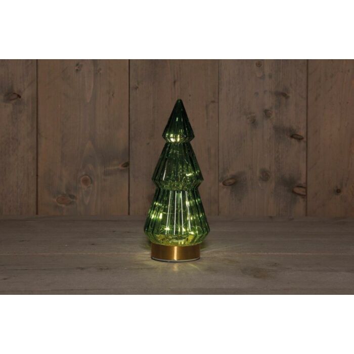 Glazen Boom 10LED groen 23,5 cm - Anna's Collection