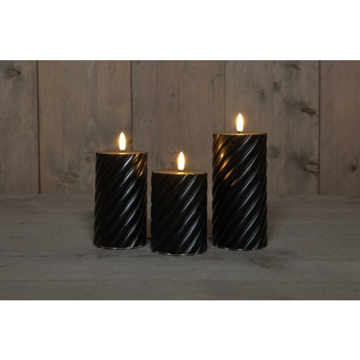 Swirl kaars 3D voor buiten zwart 12,5 cm - 3 stuks Swirl kaars 3D voor buiten zwart 12,5 cm - 3 stuks