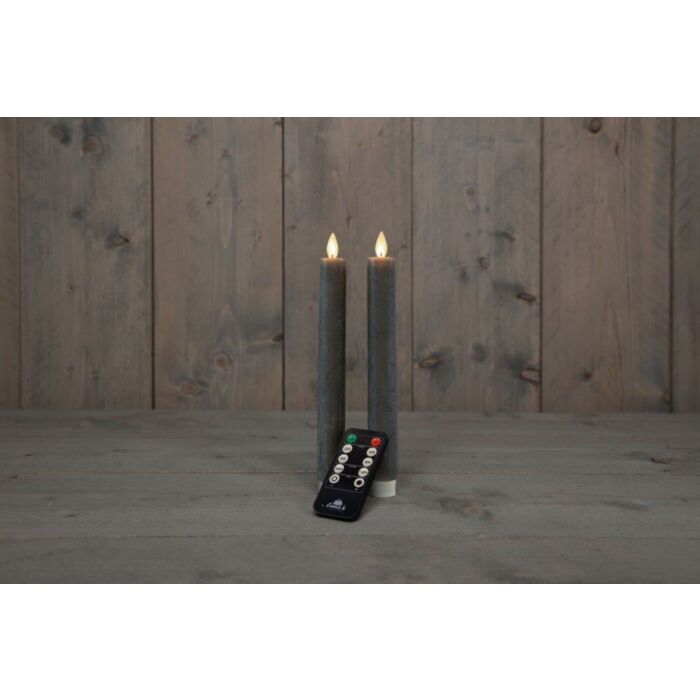 Dinerkaars rustiek wax op batterij grijs 23 cm set van 2 - Anna's Collection