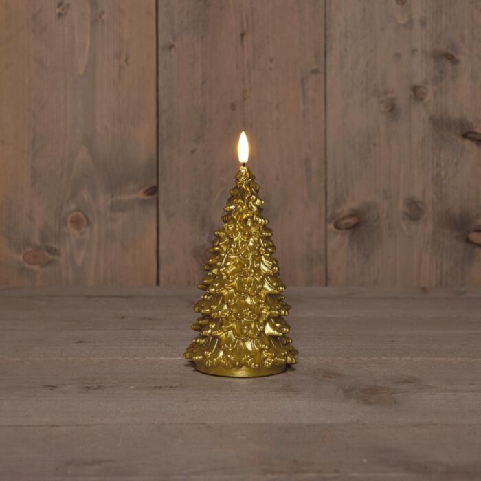 LED kaars kerstboom wax 20 cm goud - Anna’s Collection