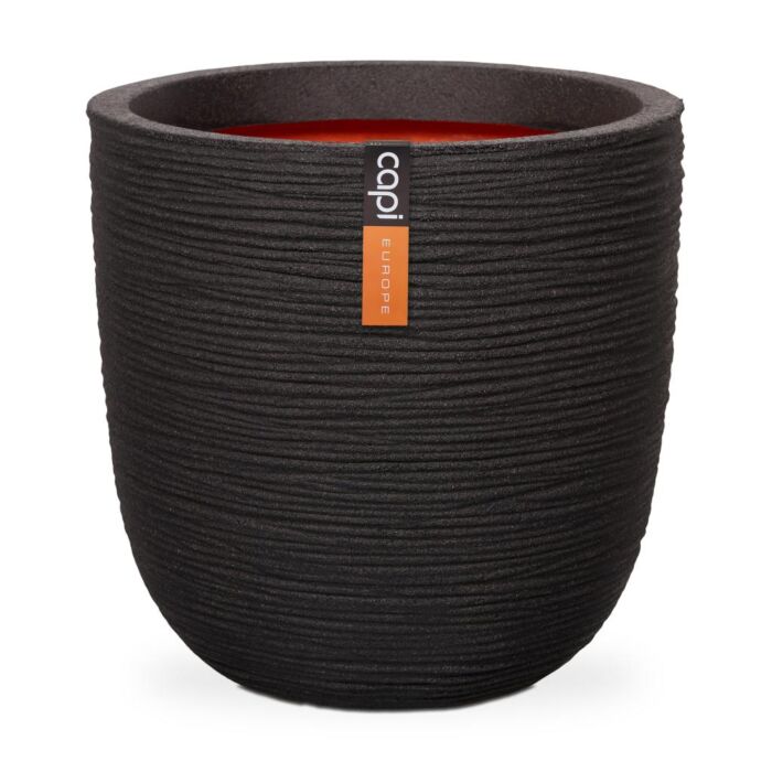 Bloempot Planter bol rib zwart Ø 35 cm - Capi