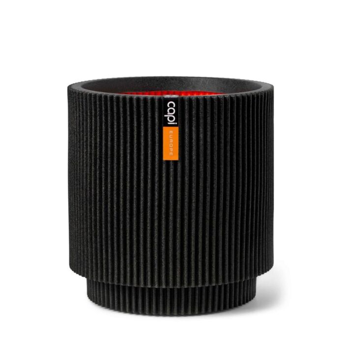 Bloempot Vase cilinder groove zwart Ø 36 cm - Capi