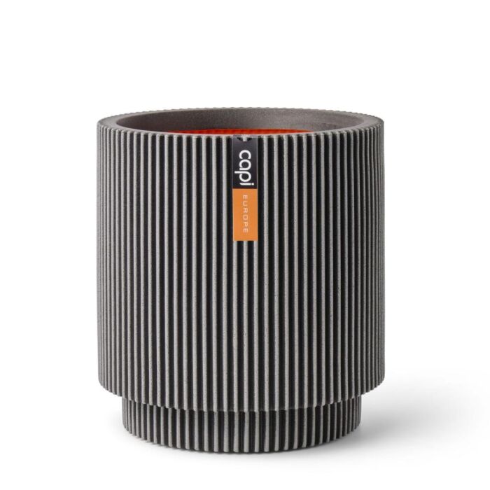 Bloempot Vase cilinder groove antraciet Ø 36 cm - Capi