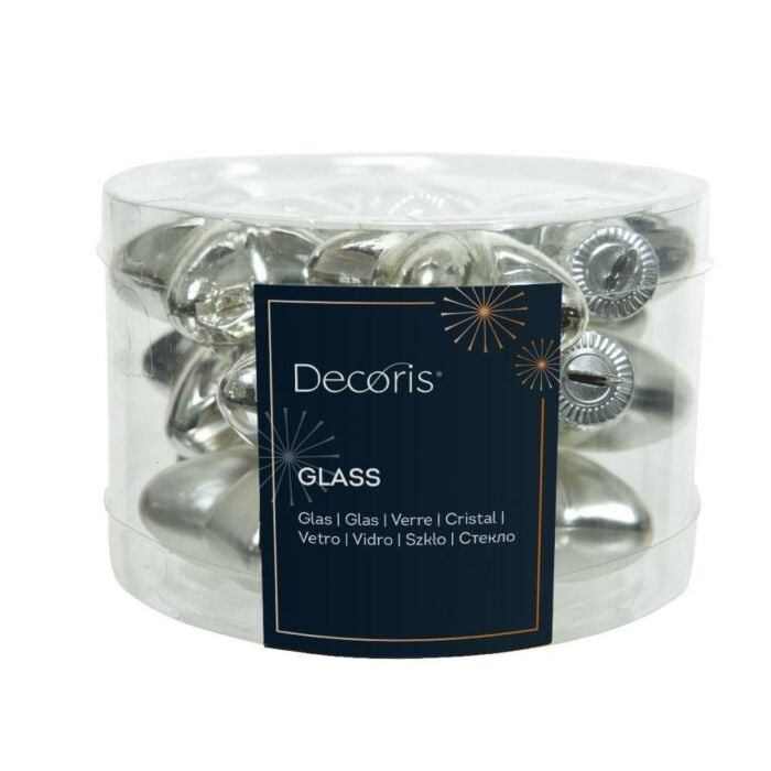 Hanger ster glas zilver 4 cm set van 12 - Decoris