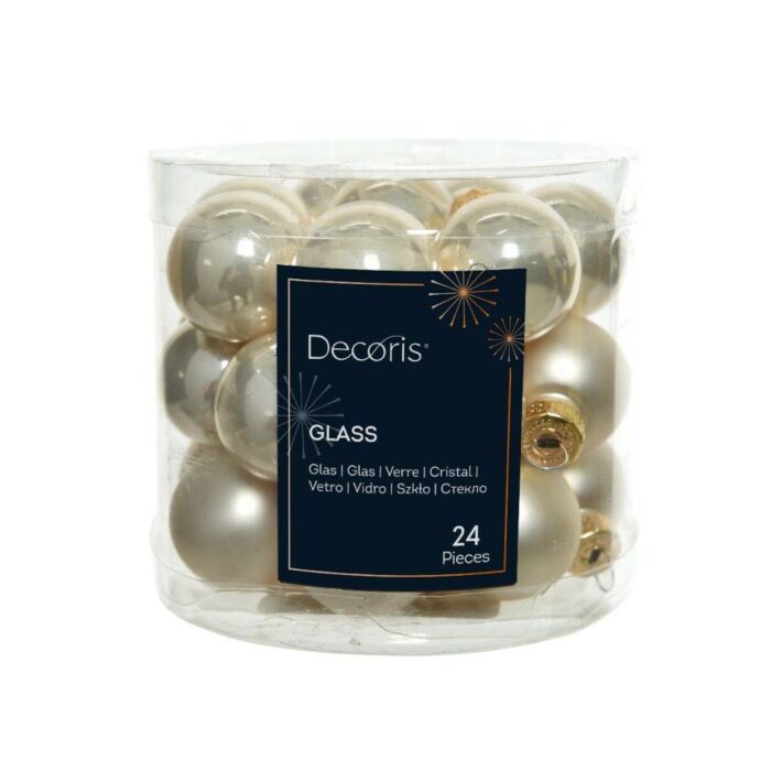 Kerstbal glas enamel parel Ø 2,5 cm set van 24 - Decoris