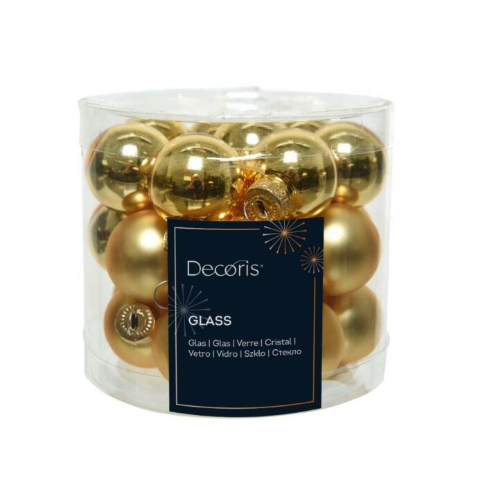 Kerstbal glas enamel lichtgoud Ø 2,5 cm set van 24 - Decoris Kerstbal glas enamel lichtgoud Ø 2,5 cm set van 24 - Decoris