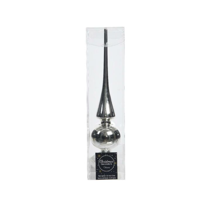 Piek glas shiny zilver 26 cm - Decoris