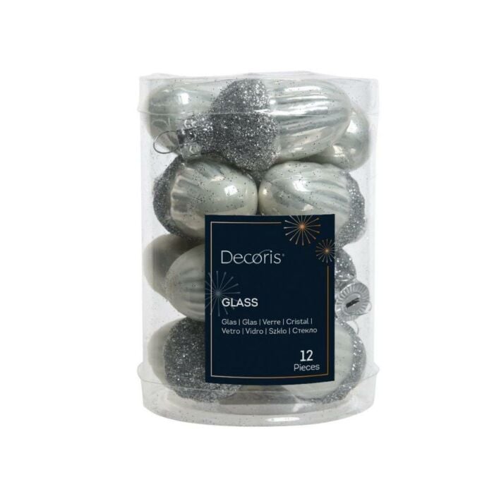 Hanger eikel glas winterwit 4 cm set van 12 - Decoris