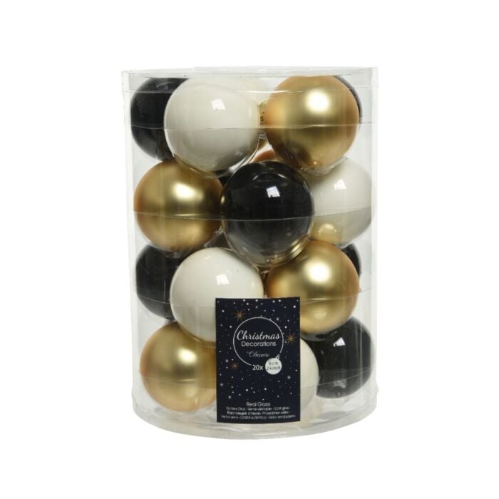 Kerstbal glas d6cm wolwit 20st