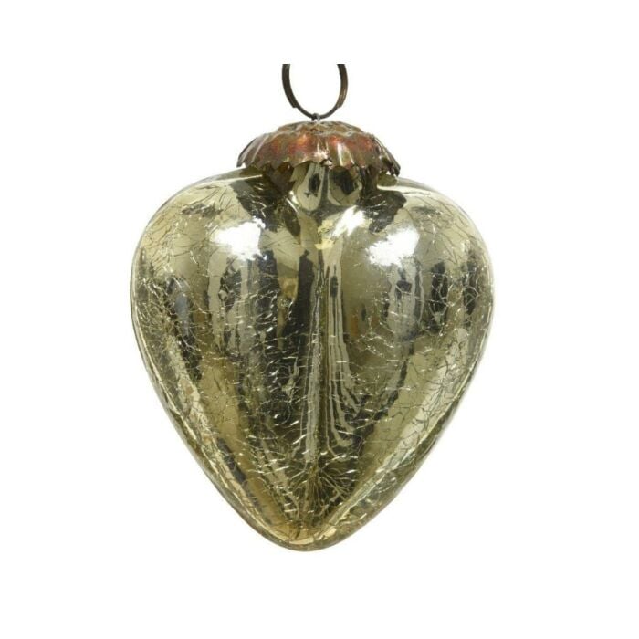 Kerstbal glas crackle hart goud 7,5 cm - Decoris Kerstbal glas crackle hart goud 7,5 cm - Decoris