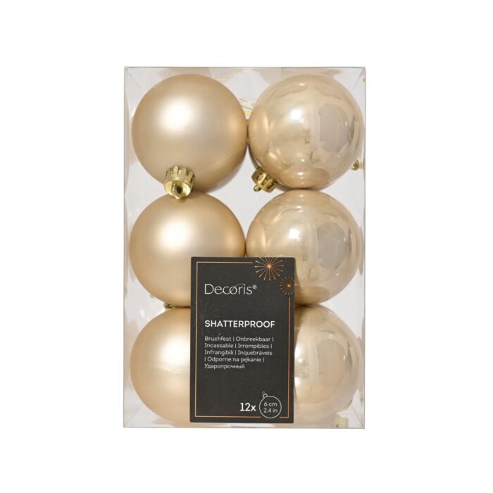 Kerstballen Parel 6 cm Set van 12 - Decoris