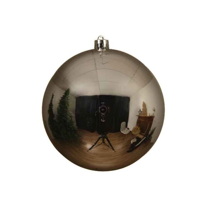 Shatterproof Plain Bauble Shiny Silver 14 cm