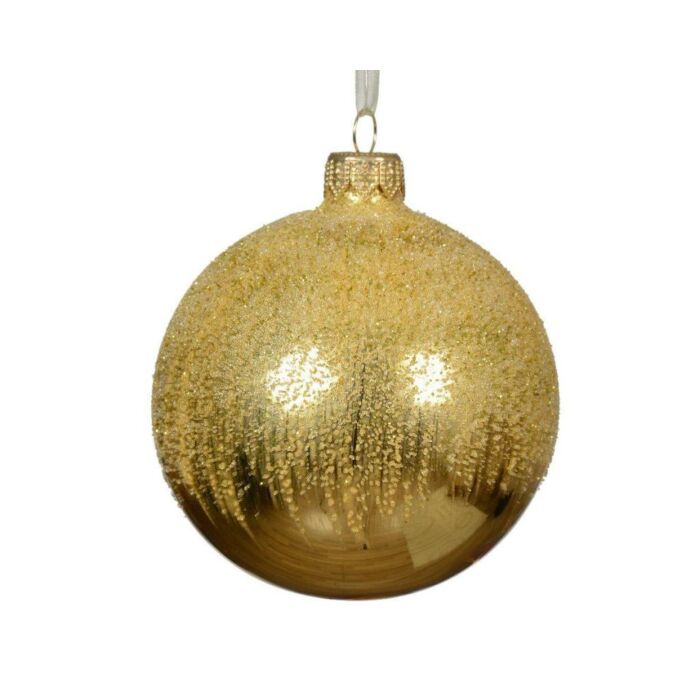 Kerstbal glas deco licht goud Ø 8 cm - Decoris