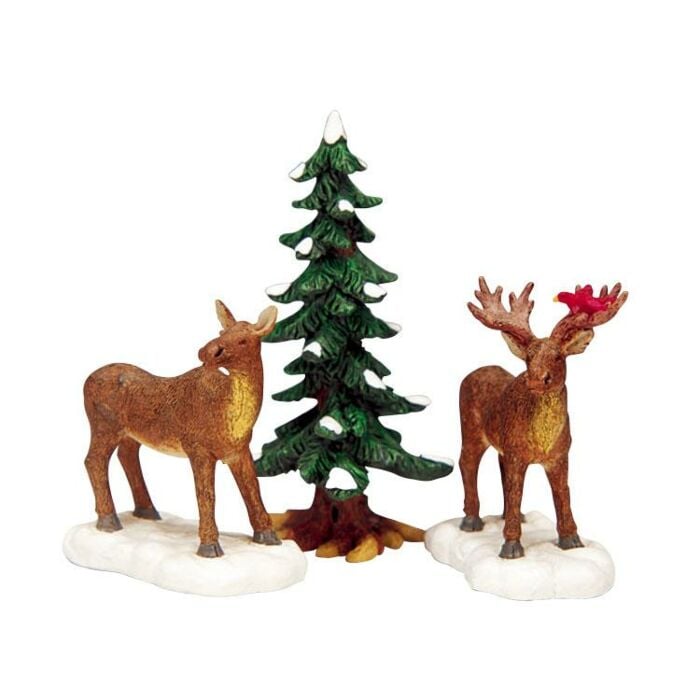 Lemax Mr and Mrs Moose, set van 3 Lemax Mr and Mrs Moose, set van 3