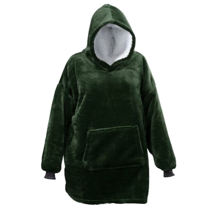 Oversized Hoodie trui met capuchon donkergroen onesize
