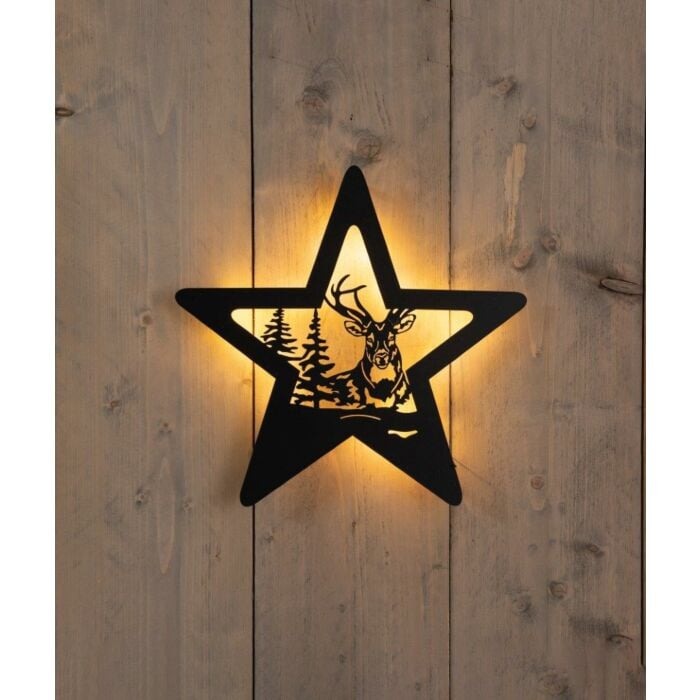 Muurhanger ster met rendier 22LED zwart - Anna's Collection Muurhanger ster met rendier 22LED zwart - Anna's Collection