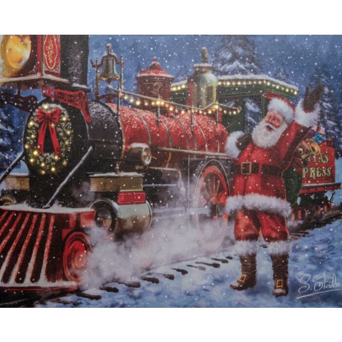 LED canvas kerst trein 42LED 48 cm - Anna's Collection