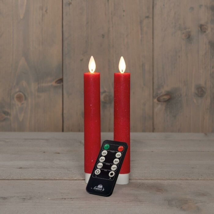 Dinerkaars wax LED op batterij rood 18 cm set van 2 - Anna's Collection Dinerkaars wax LED op batterij rood 18 cm set van 2 - Anna's Collection