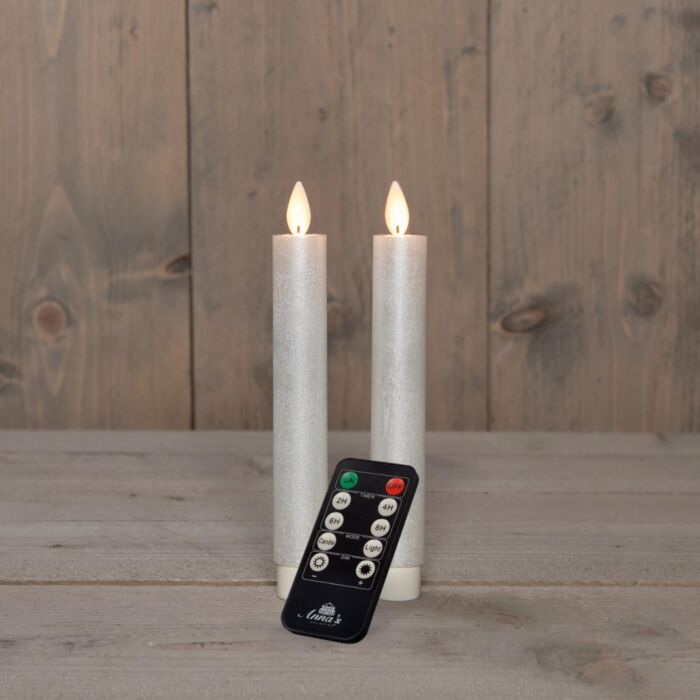 Dinerkaars wax LED op batterij parel 18 cm set van 2 - Anna's Collection Dinerkaars wax LED op batterij parel 18 cm set van 2 - Anna's Collection