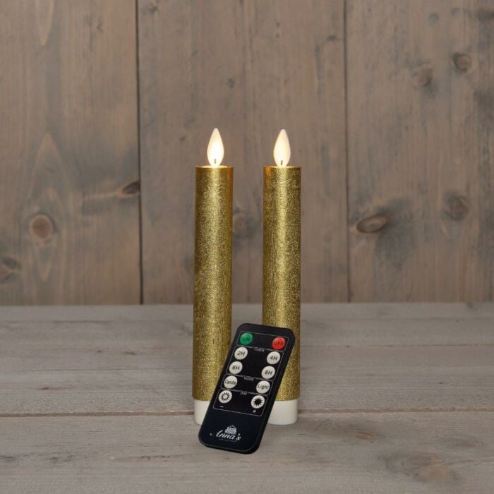 Dinerkaars wax LED op batterij goud 18 cm set van 2 - Anna's Collection Dinerkaars wax LED op batterij goud 18 cm set van 2 - Anna's Collection