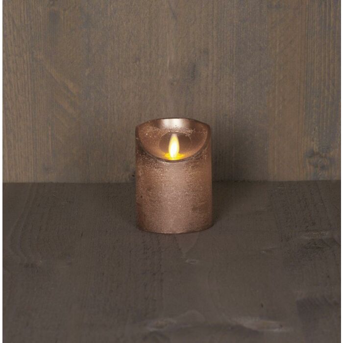 LED-kaars rustiek bewegende vlam brons 10 cm - Anna's Collection