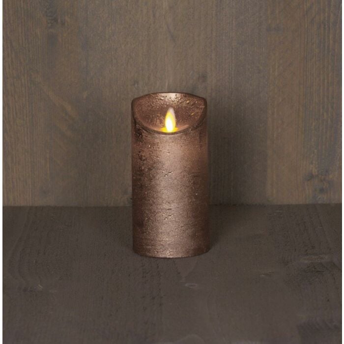 LED-kaars rustiek bewegende vlam brons 15 cm - Anna's Collection