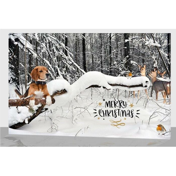 LED-canvas hond en hert in sneeuw 60 cm LED-canvas hond en hert in sneeuw 60 cm