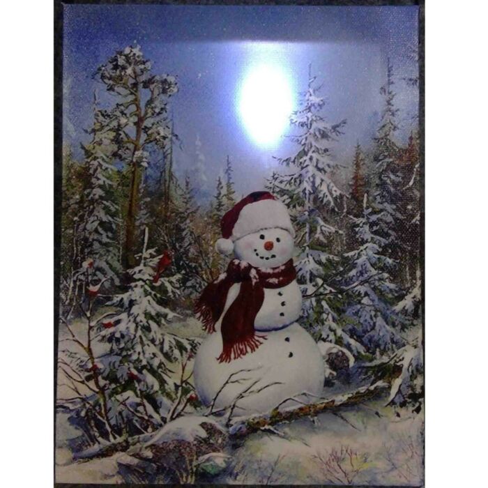 LED-canvas sneeuwpop in bos 15 cm LED-canvas sneeuwpop in bos 15 cm